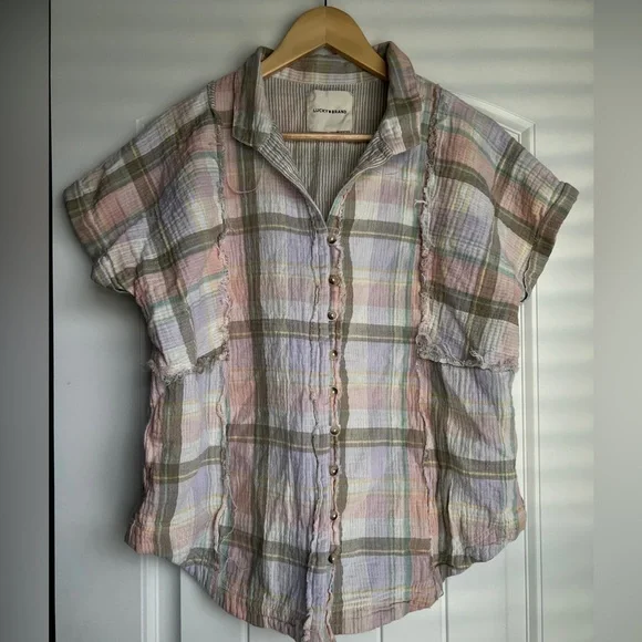 Lucky Brand Women's Plaid Printed Camp Shirt - Picture 1 of 5